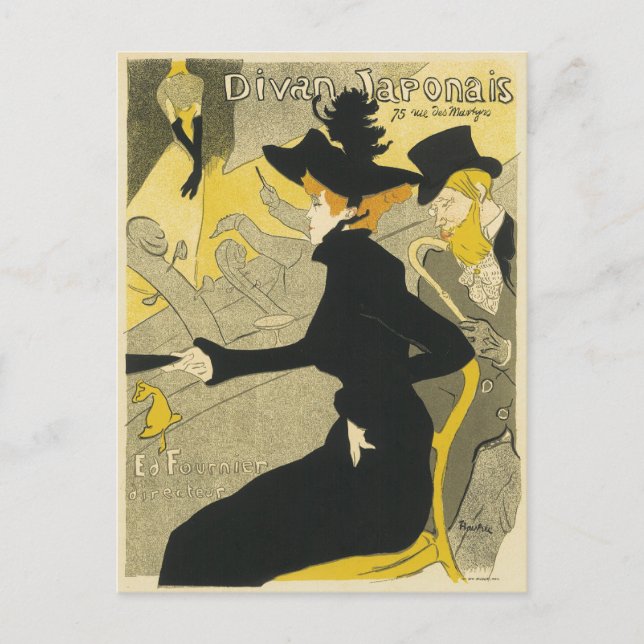 Postal Art Nouveau, Divan Japonais por Toulouse Lautrec (Anverso)