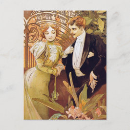 Postal Art Nouveau Flirt