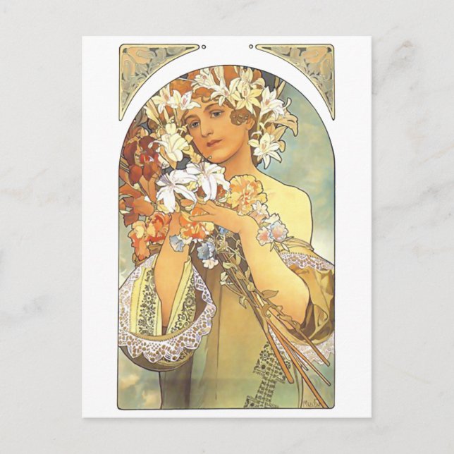 Postal Art Nouveau - "Flor" Alphonse Mucha (Anverso)