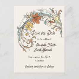 Postal Art Nouveau Guardar la fecha