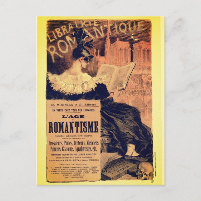 Postal Art nouveau librairie gótico romántico grasset (Anverso)