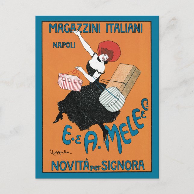 Postal Art Nouveau Magazzini Italiani de Capiello (Anverso)
