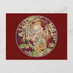 Postal Art Nouveau: Mucha - mujer con margarita
