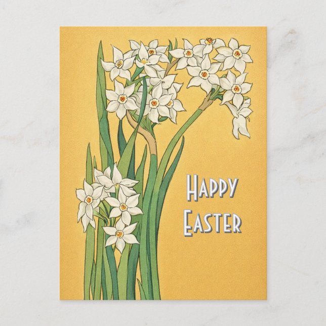 Postal Art Nouveau Narcissus Flowers – Easter (Anverso)