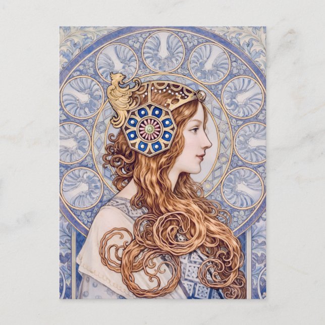 Postal Art Nouveau Queen Portrait (Anverso)