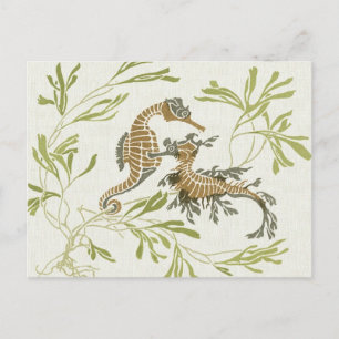Postal Art Nouveau Seahorse Ilustracion - Arte alterado