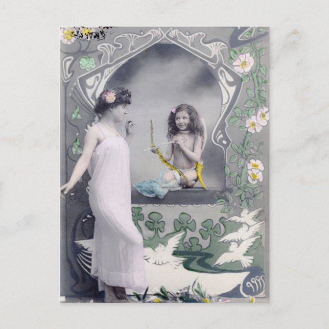 Postal Art Nouveau Valentine de 1904 (Anverso)