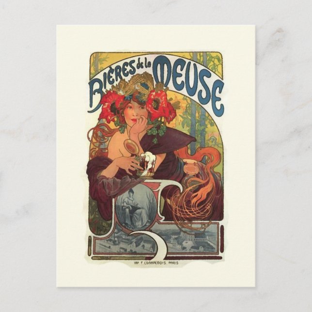 Postal Art Nouveau vintage Alphonse Mucha (Anverso)