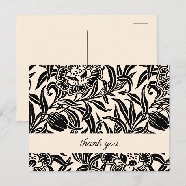 Postal Art Nouveau Vintage Botanical Floral Pattern  (Anverso / Reverso)