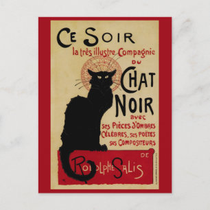 Postal Art Nouveau vintage, chat Ce Soir Noir gato negro