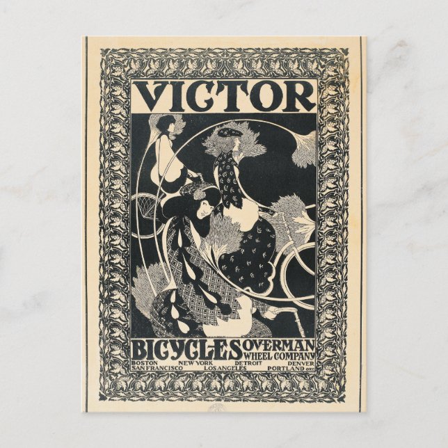 Postal Art Nouveau vintage de publicidad en bicicleta (Anverso)