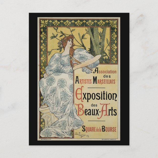 Postal Art Nouveau vintage, Exposición de Bellas Artes (Anverso)