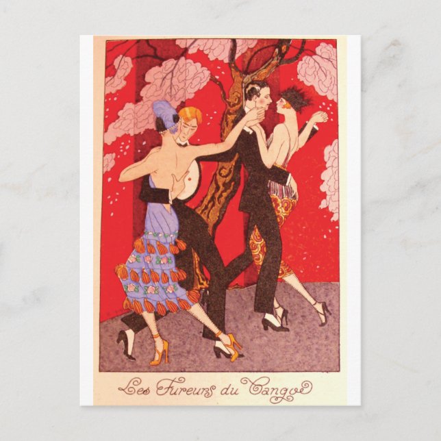 Postal Art Nouveau vintage ~ La furia del tango (Anverso)