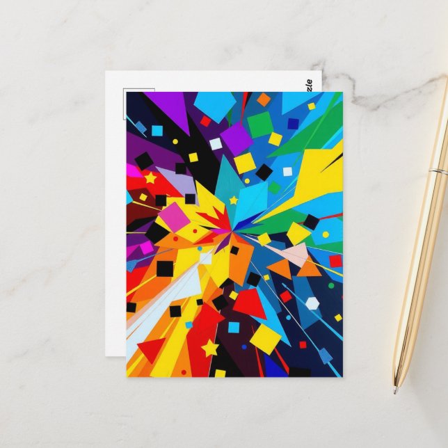Postal Art Postcard – Abstract Geometric Design (Anverso/Reverso In Situ)