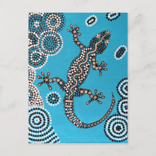 Postal Arte aborigen, gecko, punktmalerei, pintura de pun