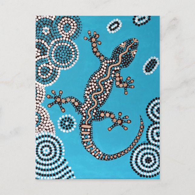 Postal Arte aborigen, gecko, punktmalerei, pintura de pun (Anverso)