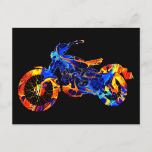 POSTAL ARTE ABSTRACTO COLORIDO MOTOCROSS MODERNO DE MODA