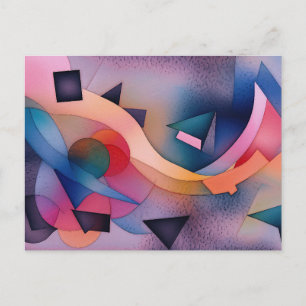 Postal Arte abstracto contemporáneo "Bote En El Agua"