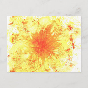 Postal Arte abstracto de acuarela amarilla y naranja Flor