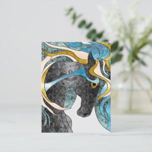 Postal Arte abstracto de caballo con vidrio emplomado – E