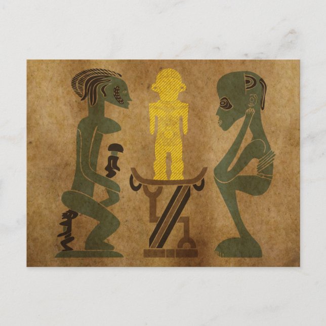 Postal Arte abstracto de escena ritual africana (Anverso)