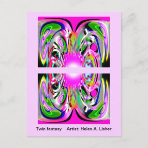 Postal Arte abstracto de fantasía gemela
