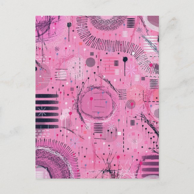Postal Arte abstracto de helado con fresas (Anverso)