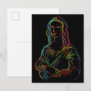 Postal Arte abstracto de líneas de neón de Mona Lisa