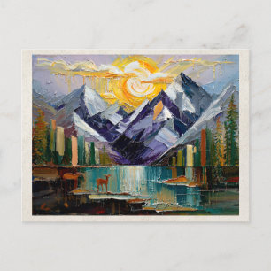 Postal Arte abstracto de montañas con remix de IA