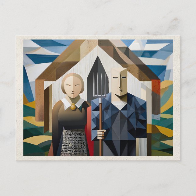 Postal Arte abstracto de pareja remezclado con IA (Anverso)
