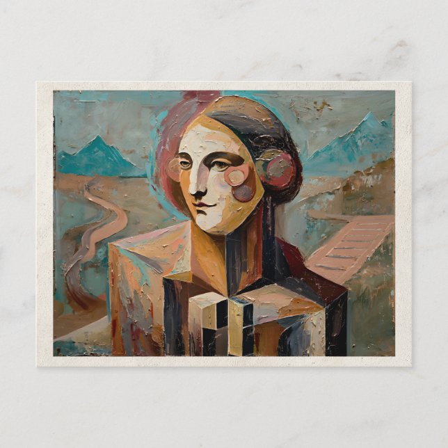 Postal Arte abstracto de remix de IA mujer (Anverso)