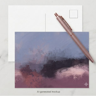 Postal Arte abstracto de rosa polvoriento y azul silencia
