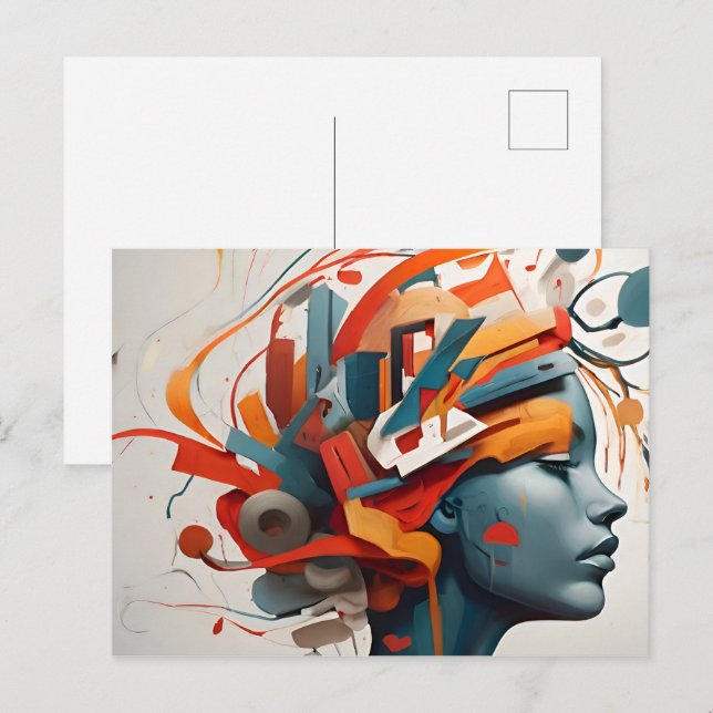 Postal Arte abstracto de salud mental (Anverso / Reverso)