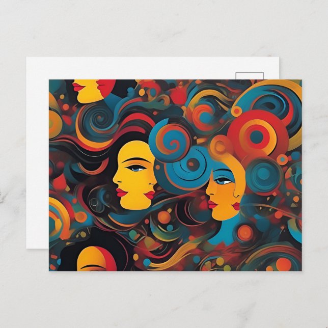 Postal Arte abstracto de salud mental (Anverso / Reverso)
