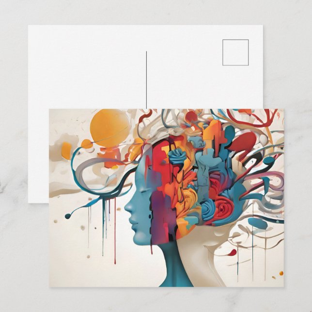Postal Arte abstracto de salud mental (Anverso / Reverso)