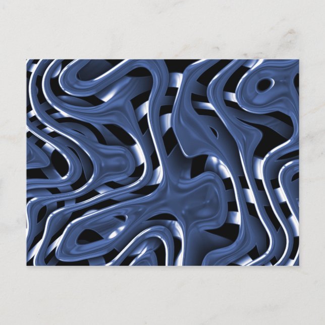 Postal Arte abstracto de Swiryly Blue Chrome (Anverso)