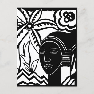 Postal arte abstracto de tinta negra en la jungla african
