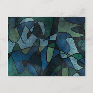 Postal Arte abstracto de vidrio emplomado digital azul ve