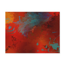 Arte abstracto digital rojo, acuático y dorado