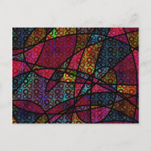 Postal Arte abstracto en negrita con círculos y líneas ne