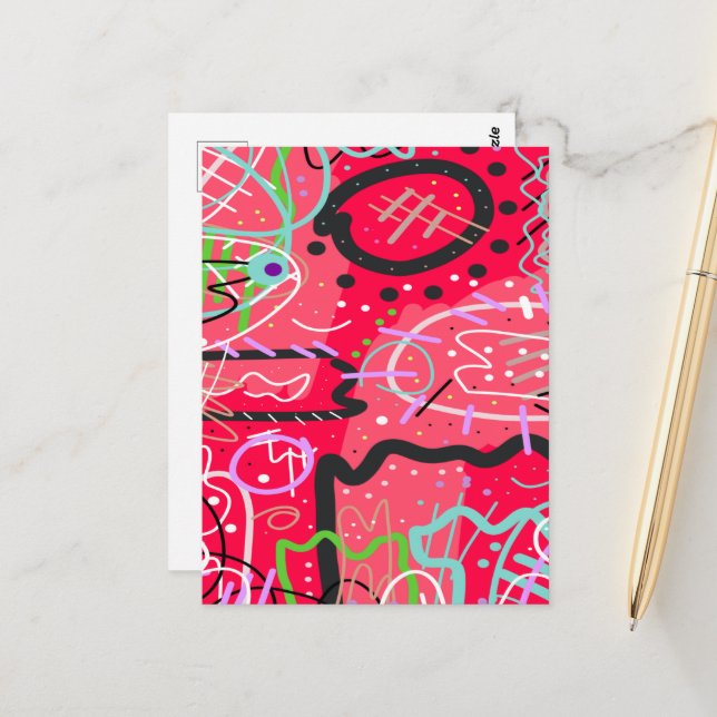 Postal Arte abstracto en rojo (Anverso/Reverso In Situ)