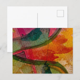 Postal Arte abstracto expresionista con acuarela y tinta