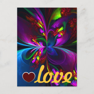 Postal Arte abstracto floral moderno patrón rojo azul #15