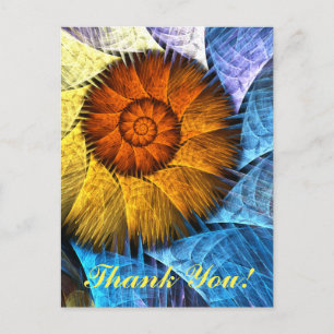 Postal Arte abstracto floral naranja amarillo azul Gracia
