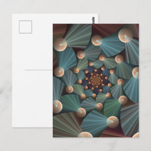 Postal Arte abstracto fractal con profundidad marrón piza