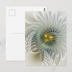 Postal Arte abstracto fractal de fantasía de flor de plat