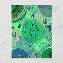 Postal Arte abstracto: Fruta Kiwi Verde