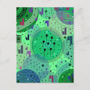 Postal Arte abstracto: Fruta Kiwi Verde