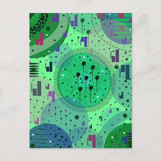 Postal Arte abstracto: Fruta Kiwi Verde (Anverso)