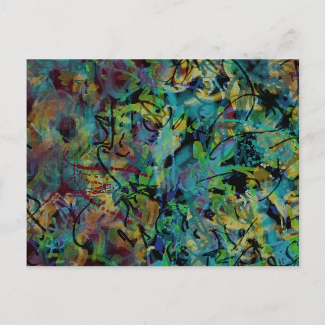 Postal Arte abstracto garabateado multicolor (Anverso)